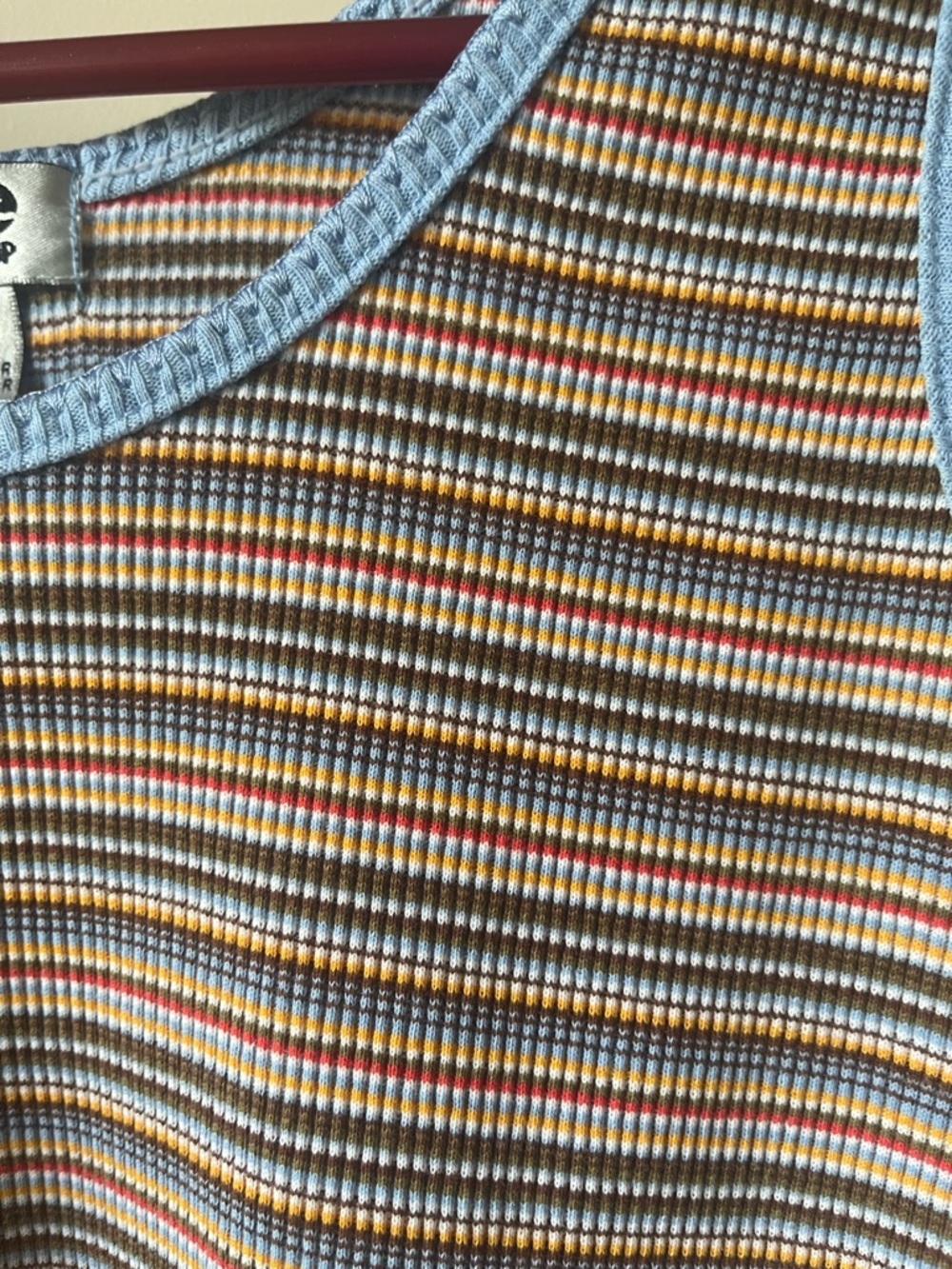 Vintage 90s Y2K One Step Up Energie Striped Crazy Stripe Coquette Tank Top L - Picture 3 of 5